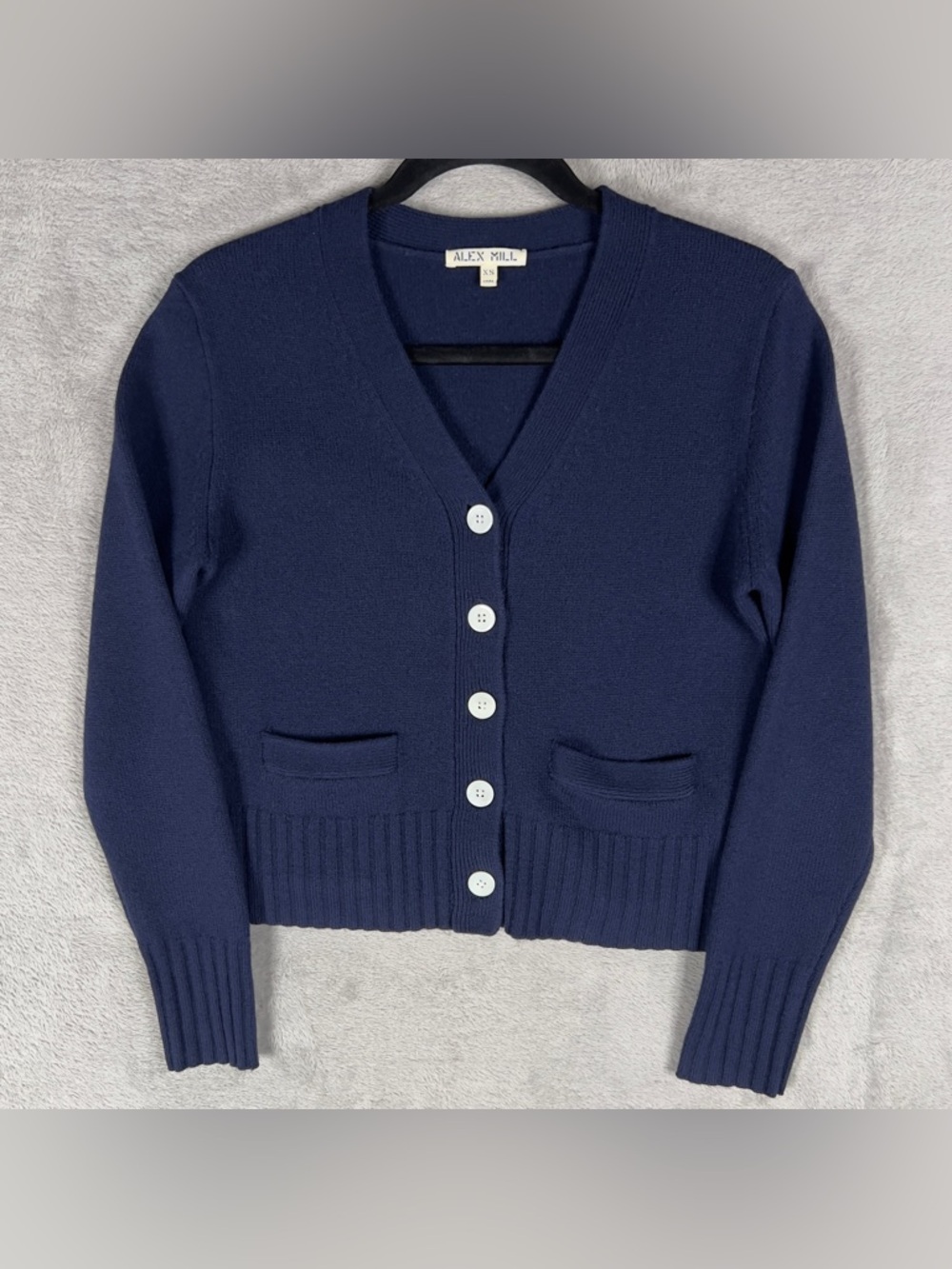 Alex Mill Bleeker Merino Wool Cardigan Sweater Women’s XS Navy Classic Preppy